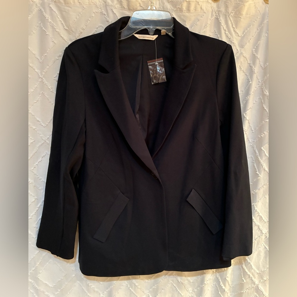 Soft Surroundings Black Ponte Women's Blazer Jacket M NWOT